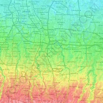 East Jakarta  topographic map elevation relief