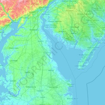 Elevation Map Of Maryland Delaware Topographic Map, Elevation, Relief