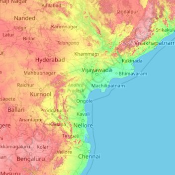 Topography Of Andhra Pradesh Andhra Pradesh Topographic Map, Elevation, Relief