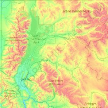 Grand Teton Topographic Map Jackson Hole Topographic Map, Elevation, Relief