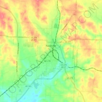 Topographic Map Of Nashville Nashville Topographic Map, Elevation, Relief