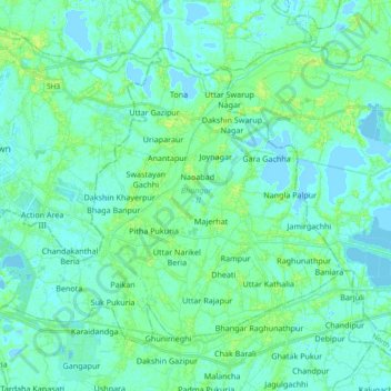 Topographic Map Of Kolkata Bhangar - Ii Topographic Map, Elevation, Relief