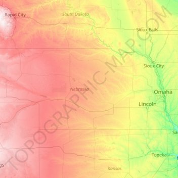 Nebraska Topographic Map Elevation Relief