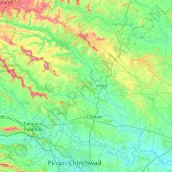 Topographic Map Of Maharashtra Khed Topographic Map, Elevation, Relief