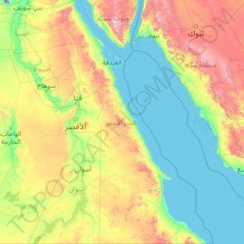 Red Sea Topographic Map Red Sea Governorate Topographic Map, Elevation, Relief