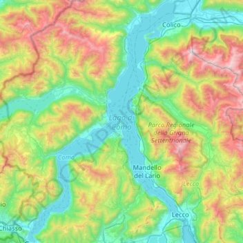 Lake Como Topographic Map Elevation Relief