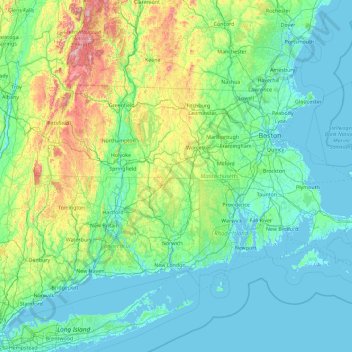 Massachusetts topographic map, elevation, relief