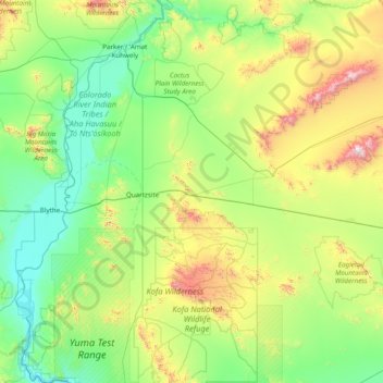 Prescott Az Elevation Map La Paz County Topographic Map, Elevation, Relief