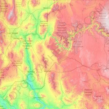 Kingman Az Elevation Map Mohave County Topographic Map, Elevation, Relief