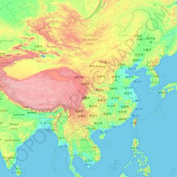 China Topographic Map Elevation Relief