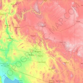 Prescott Az Elevation Map Arizona Topographic Map, Elevation, Relief