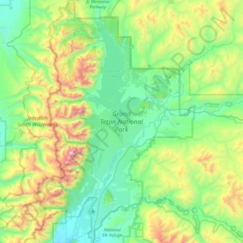 Grand Teton National Park Elevation Map Grand Teton National Park Topographic Map, Elevation, Relief