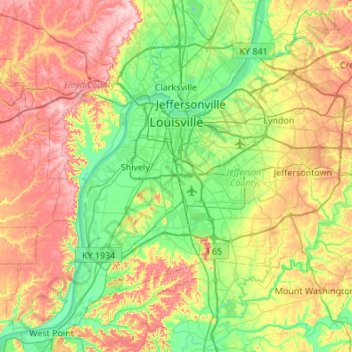 Louisville Ky Elevation Map Louisville Topographic Map, Elevation, Relief