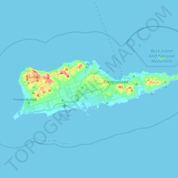 Map Of St Croix Saint Croix Topographic Map, Elevation, Relief