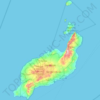 Lanzarote Topographic Map Elevation Relief