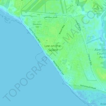 Lee On Solent Map Lee-On-The-Solent Topographic Map, Elevation, Relief