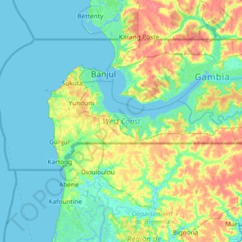 West Coast Topographic Map West Coast Topographic Map, Elevation, Relief