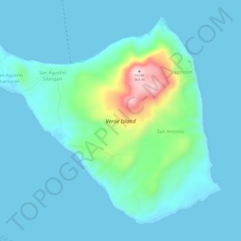 Isla Verde Batangas Map Verde Island Topographic Map, Elevation, Relief