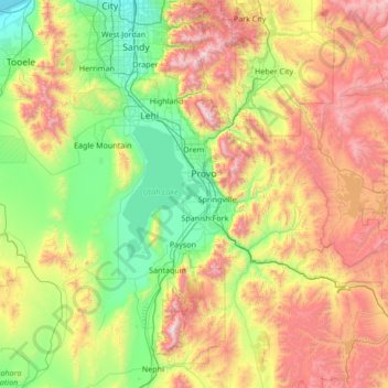 Topographic Map Of Utah Utah County Topographic Map, Elevation, Relief