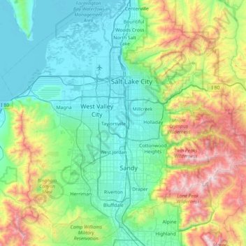 Salt Lake City Elevation Map Salt Lake County topographic map, elevation, relief