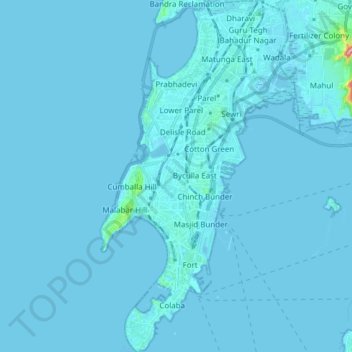 Topographic Map Of Mumbai Mumbai City Topographic Map, Elevation, Relief