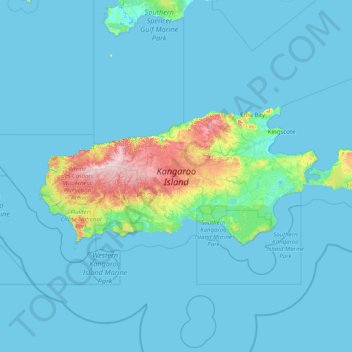 Map Of Kangaroo Island Kangaroo Island topographic map, elevation, relief