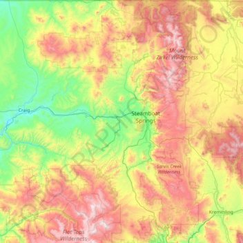 Steamboat Springs Elevation Map Routt County Topographic Map, Elevation, Relief