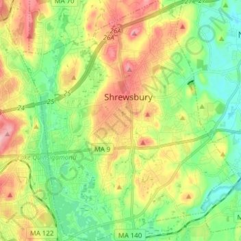 Shrewsbury Ma Gis Map Shrewsbury Topographic Map, Elevation, Relief