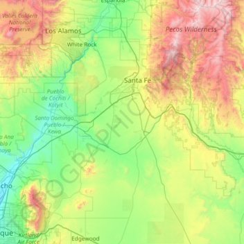 Santa Fe County Map Santa Fe County Topographic Map, Elevation, Relief