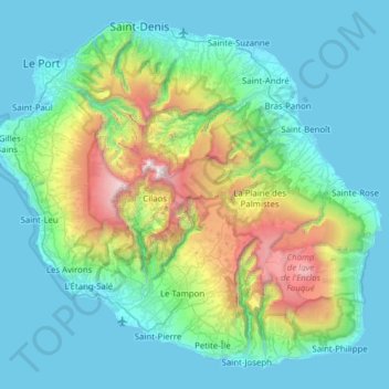 La Reunion Topographic Map Elevation Relief