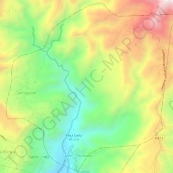 Concepción topographic map, elevation, relief