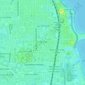 Hyde Park Chicago Map Hyde Park Topographic Map, Elevation, Relief