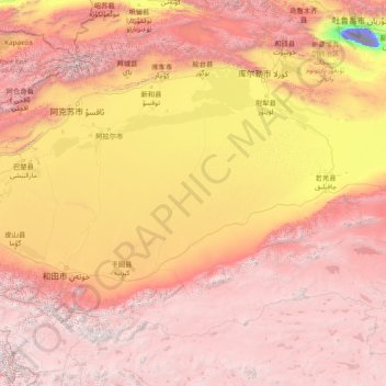 Taklamakan Desert On Map Taklamakan Desert Topographic Map, Elevation, Relief