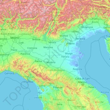 Po Valley Italy Map Po Valley Topographic Map, Elevation, Relief