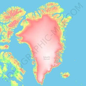 Greenland topographic map, elevation, relief