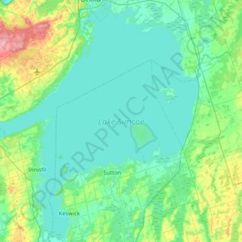 Lake Simcoe Topographic Map Lake Simcoe Topographic Map, Elevation, Relief