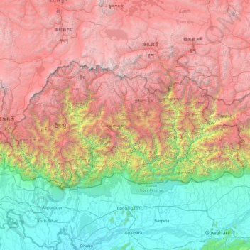Topographic Map Of Bhutan Bhutan Topographic Map, Elevation, Relief