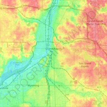 Grand Rapids Topographic Map Elevation Relief