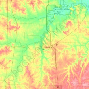 Vernon County topographic map, elevation, relief