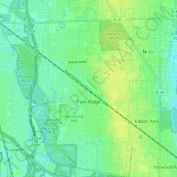 Map Of Park Ridge Il Park Ridge Topographic Map, Elevation, Relief