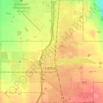 City Of Leduc Map City Of Leduc Topographic Map, Elevation, Relief