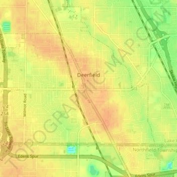 Deerfield topographic map, elevation, relief