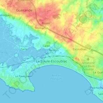 La Baule Escoublac Topographic Map Elevation Relief