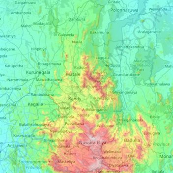 Sri Lanka Central Province Map Central Province Topographic Map, Elevation, Relief