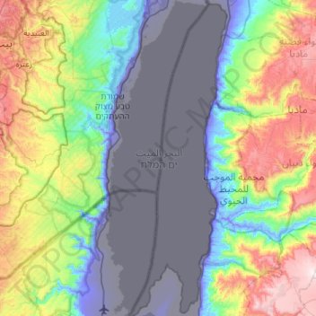 Dead Sea Topographic Map Dead Sea topographic map, elevation, relief