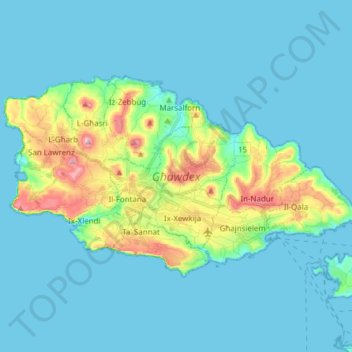 Map Of Gozo Detailed Gozo Topographic Map, Elevation, Relief