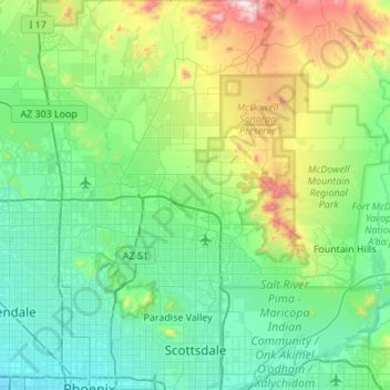 Scottsdale Topographic Map Elevation Relief
