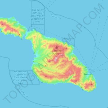 Santa Catalina Island Map Santa Catalina Island Topographic Map, Elevation, Relief