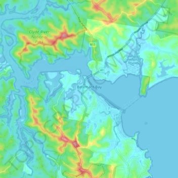 Green Bay Topographic Map Batemans Bay Topographic Map, Elevation, Relief