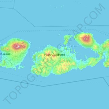 Sumbawa Topographic Map Elevation Relief   Thumbnail 